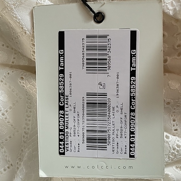 NWT Colcci Jeanswear Cream Embroidered HI/LOW Spagetti Strap Dress Womens Size L - Picture 15 of 16